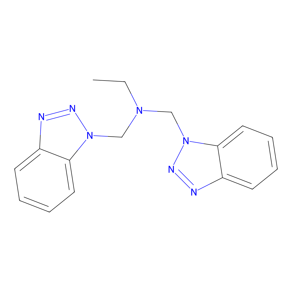 Bis(1H-1,2,3-benzotriazol-1-ylmethyl)(ethyl)amine molecular structure, CAS 111184-78-2
