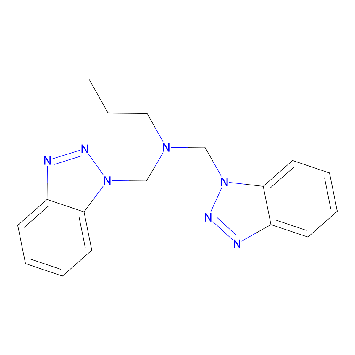 Bis(1H-1,2,3-benzotriazol-1-ylmethyl)(propyl)amine molecular structure, CAS 111184-79-3
