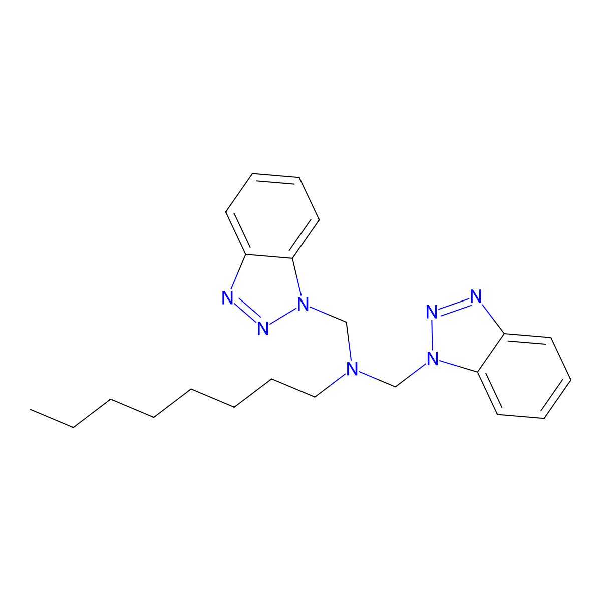 N,N-bis(benzotriazol-1-ylmethyl)octan-1-amine molecular structure, CAS 111184-82-8
