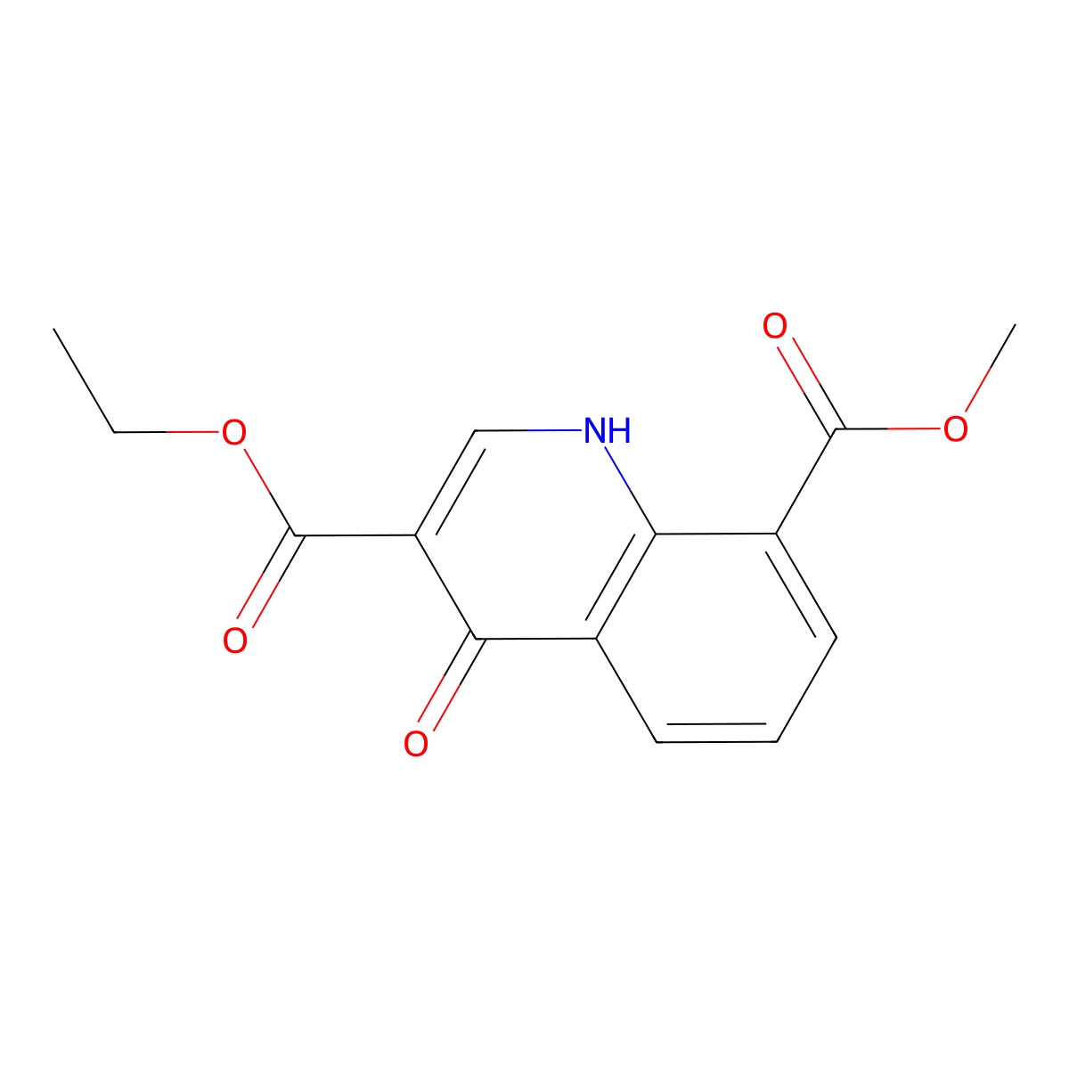 3-Ethyl 8-methyl 4-oxo-1,4-dihydroquinoline-3,8-dicarboxylate molecular structure, CAS 111185-66-1