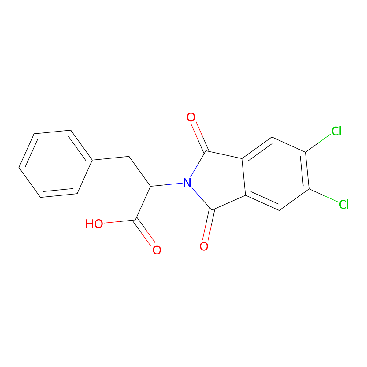 2-(5,6-Dichloro-1,3-dioxoisoindol-2-yl)-3-phenylpropanoic acid molecular structure, CAS 111187-20-3