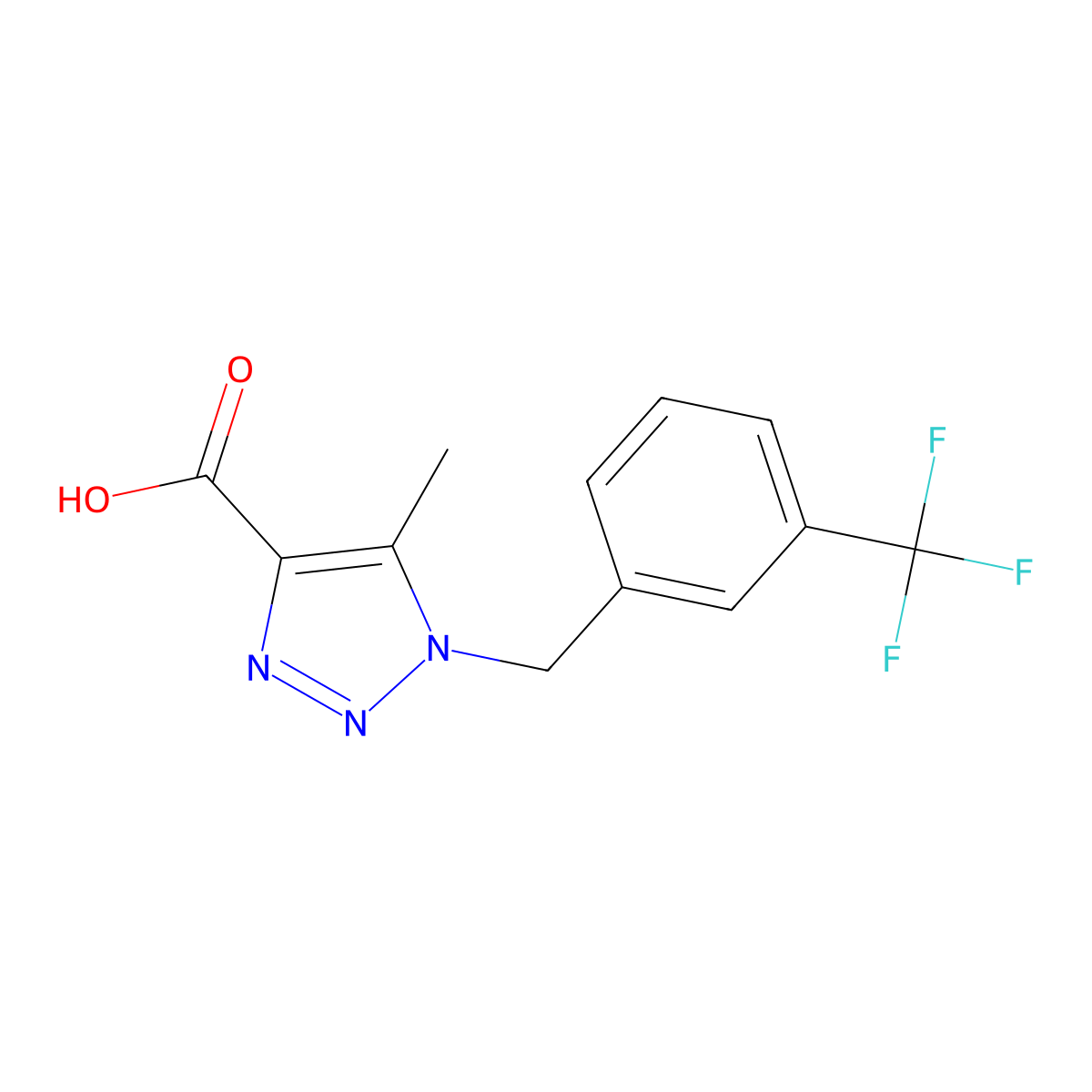5-methyl-1-[3-(trifluoromethyl)benzyl]-1H-1,2,3-triazole-4-carboxylic acid molecular structure, CAS 1111881-74-3