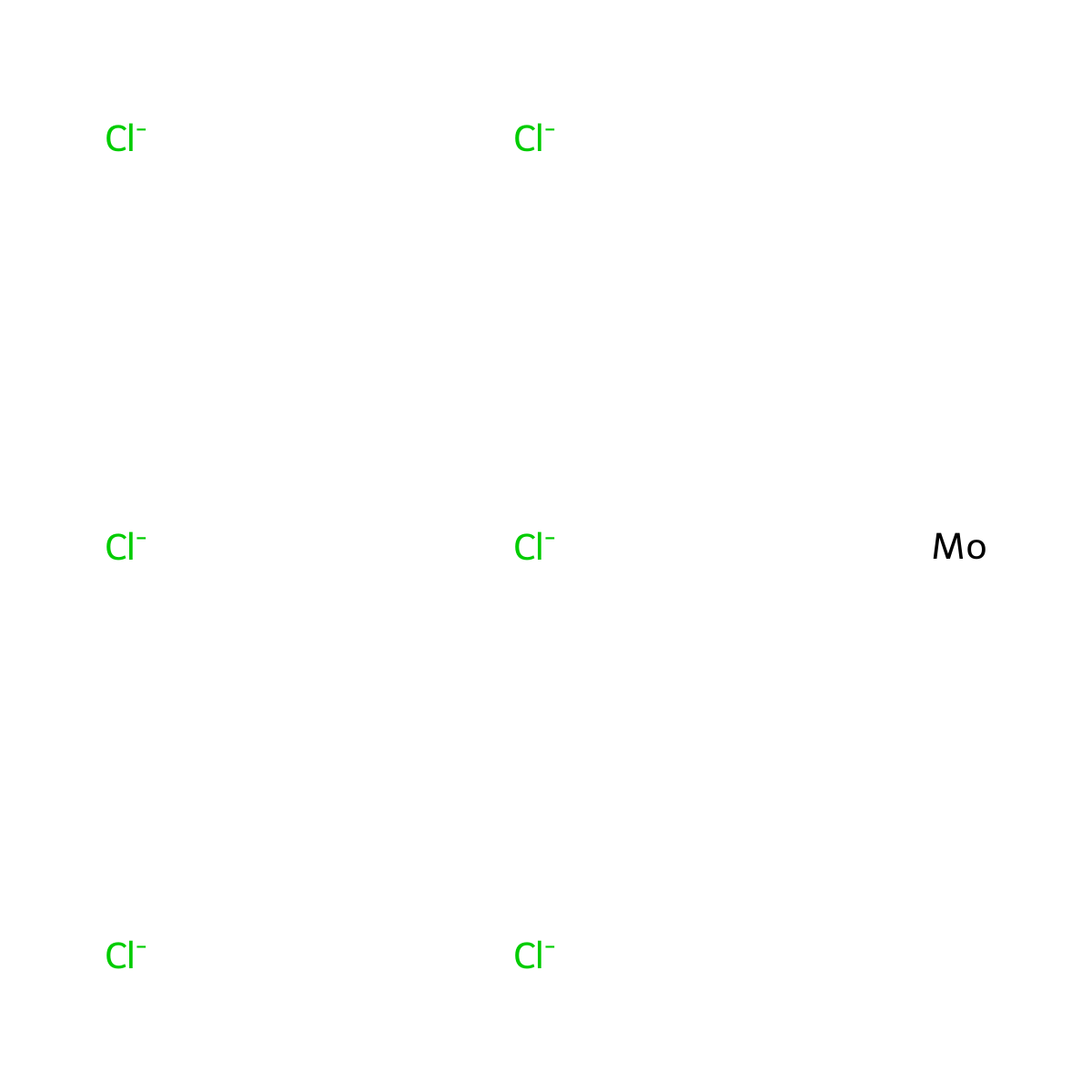 Molybdenum chloride (MoCl6) molecular structure, CAS 11119-46-3