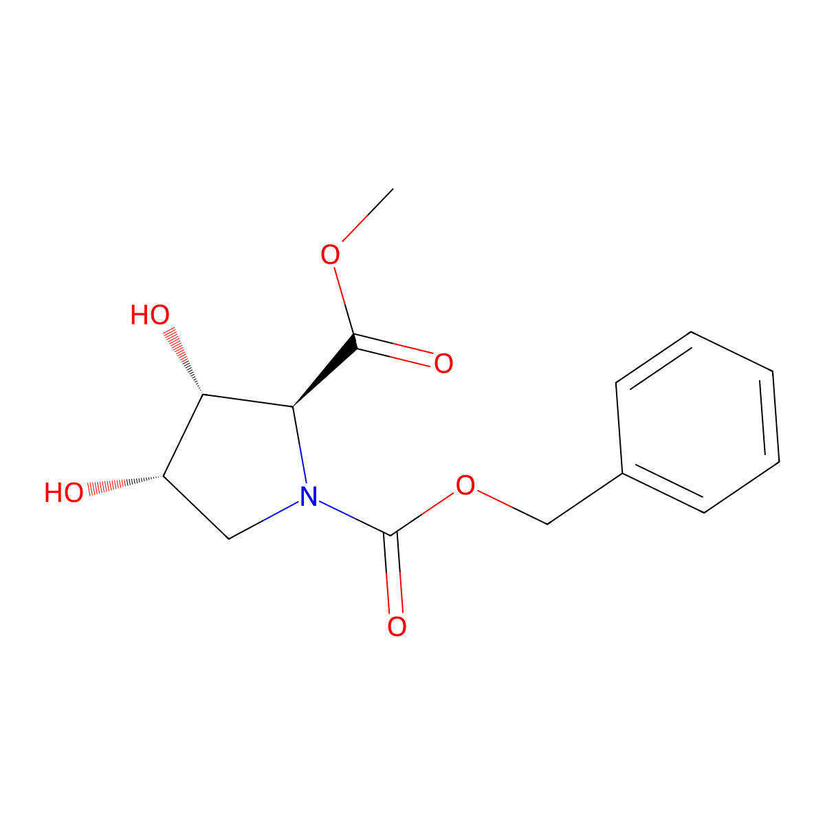 rac-1-benzyl 2-methyl (2R,3S,4R)-3,4-dihydroxypyrrolidine-1,2-dicarboxylate molecular structure, CAS 111193-60-3