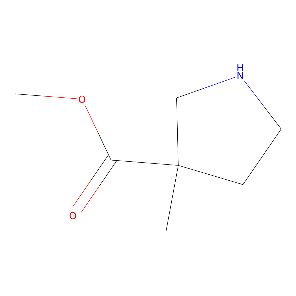 Methyl 3-methylpyrrolidine-3-carboxylate molecular structure, CAS 1111943-58-8