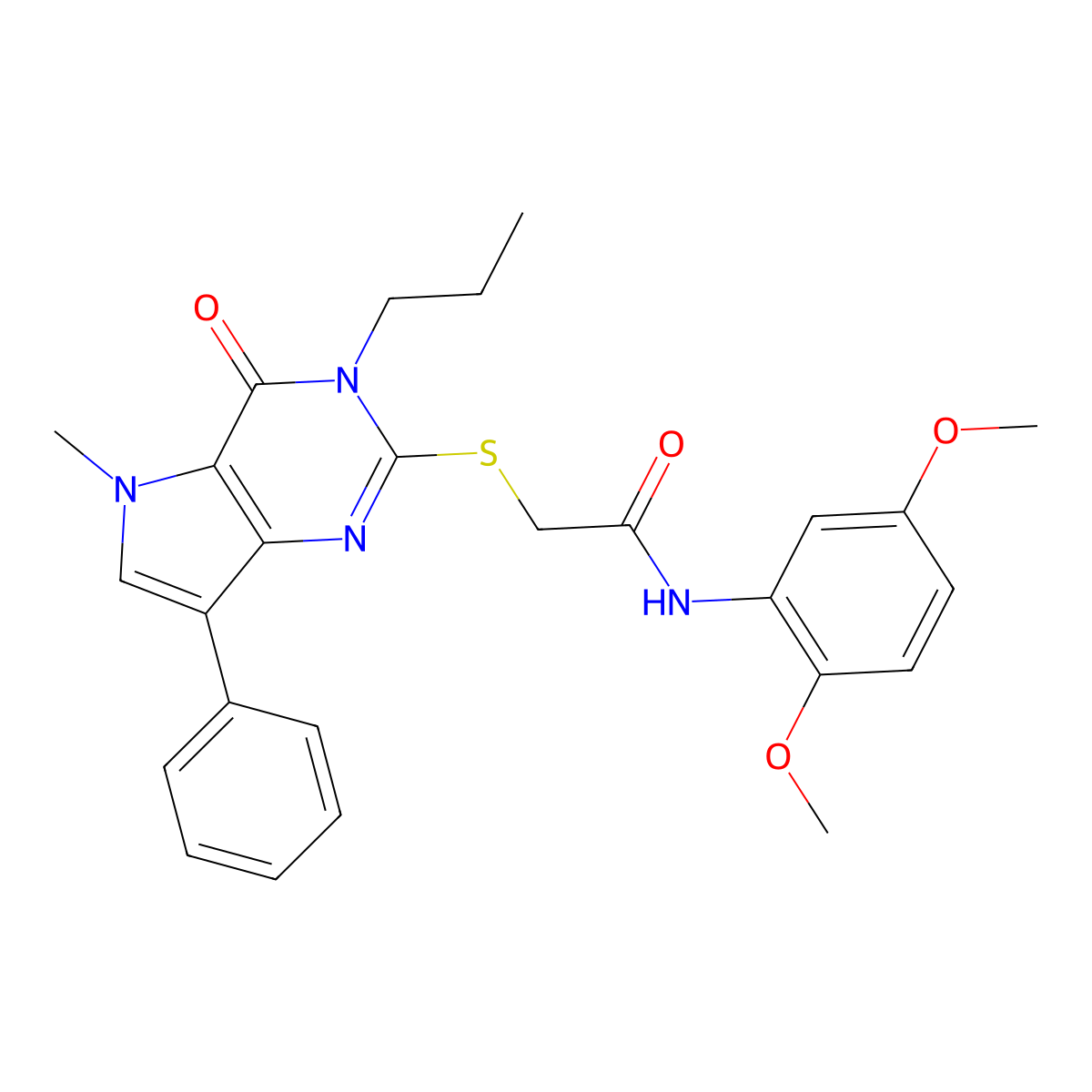 N-(2,5-dimethoxyphenyl)-2-({5-methyl-4-oxo-7-phenyl-3-propyl-3H,4H,5H-pyrrolo[3,2-d]pyrimidin-2-yl}sulfanyl)acetamide molecular structure, CAS 1111959-51-3