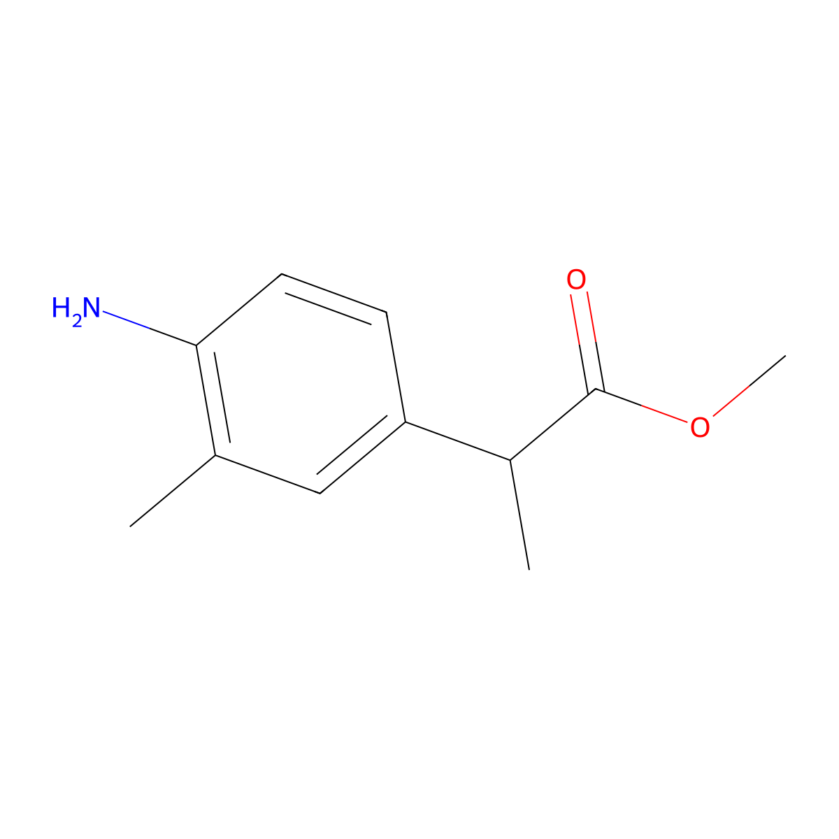 Methyl 2-(4-amino-3-methylphenyl)propanoate molecular structure, CAS 111196-76-0