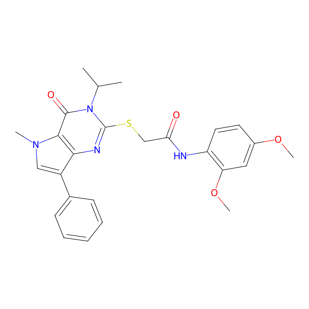 N-(2,4-dimethoxyphenyl)-2-((3-isopropyl-5-methyl-4-oxo-7-phenyl-4,5-dihydro-3H-pyrrolo[3,2-d]pyrimidin-2-yl)thio)acetamide molecular structure, CAS 1111960-05-4