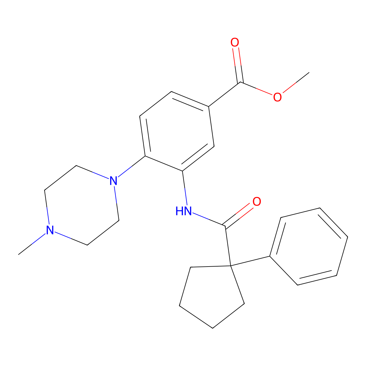 Methyl 4-(4-methylpiperazin-1-yl)-3-{[(1-phenylcyclopentyl)carbonyl]amino}benzoate molecular structure, CAS 1111960-47-4