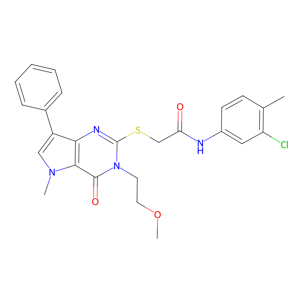 N-(3-chloro-4-methylphenyl)-2-((3-(2-methoxyethyl)-5-methyl-4-oxo-7-phenyl-4,5-dihydro-3H-pyrrolo[3,2-d]pyrimidin-2-yl)thio)acetamide molecular structure, CAS 1111960-85-0