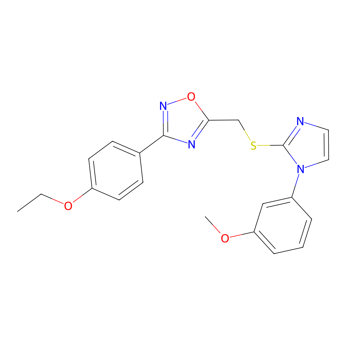 3-(4-ethoxyphenyl)-5-(((1-(3-methoxyphenyl)-1H-imidazol-2-yl)thio)methyl)-1,2,4-oxadiazole molecular structure, CAS 1111966-06-3