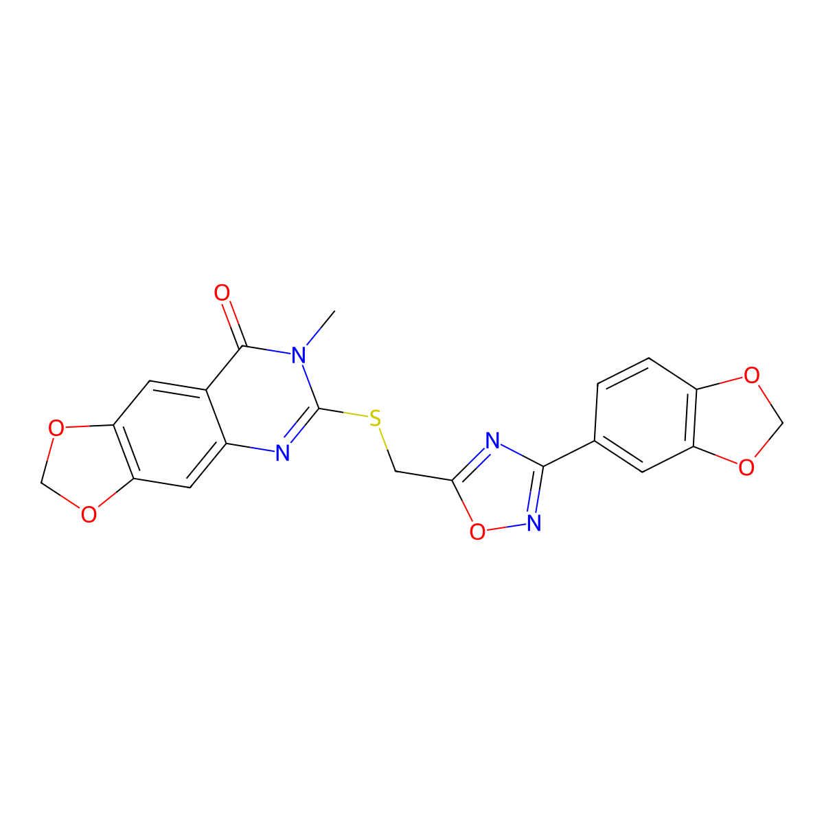 6-(((3-(benzo[d][1,3]dioxol-5-yl)-1,2,4-oxadiazol-5-yl)methyl)thio)-7-methyl-[1,3]dioxolo[4,5-g]quinazolin-8(7H)-one molecular structure, CAS 1111974-14-1
