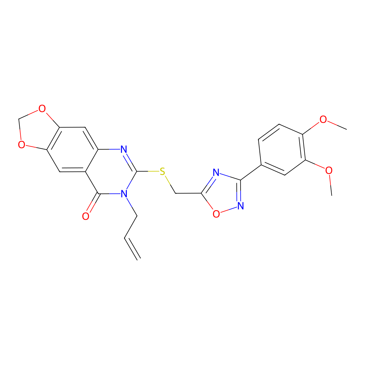 7-allyl-6-(((3-(3,4-dimethoxyphenyl)-1,2,4-oxadiazol-5-yl)methyl)thio)-[1,3]dioxolo[4,5-g]quinazolin-8(7H)-one molecular structure, CAS 1111974-43-6