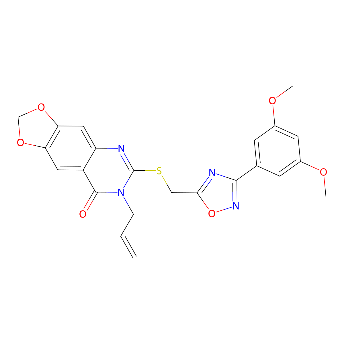 7-allyl-6-(((3-(3,5-dimethoxyphenyl)-1,2,4-oxadiazol-5-yl)methyl)thio)-[1,3]dioxolo[4,5-g]quinazolin-8(7H)-one molecular structure, CAS 1111974-48-1