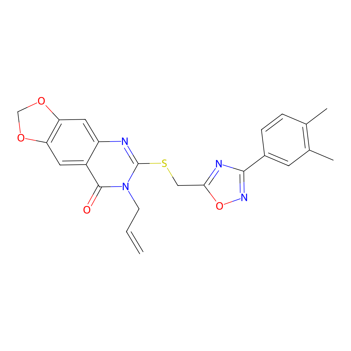 7-allyl-6-(((3-(3,4-dimethylphenyl)-1,2,4-oxadiazol-5-yl)methyl)thio)-[1,3]dioxolo[4,5-g]quinazolin-8(7H)-one molecular structure, CAS 1111974-53-8
