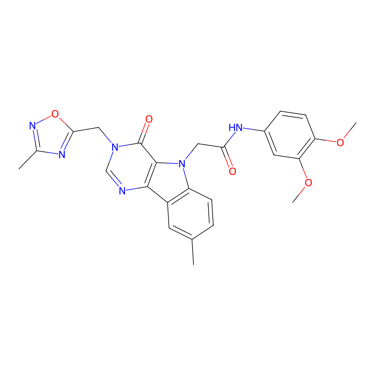 N-(3,4-dimethoxyphenyl)-2-{8-methyl-3-[(3-methyl-1,2,4-oxadiazol-5-yl)methyl]-4-oxo-3H,4H,5H-pyrimido[5,4-b]indol-5-yl}acetamide molecular structure, CAS 1111975-41-7