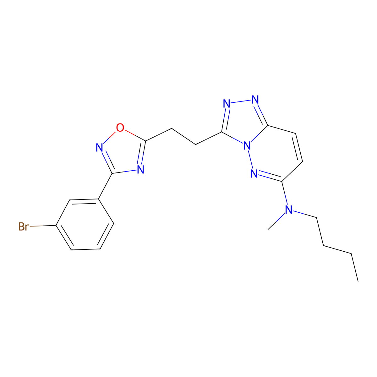 3-{2-[3-(3-bromophenyl)-1,2,4-oxadiazol-5-yl]ethyl}-N-butyl-N-methyl-[1,2,4]triazolo[4,3-b]pyridazin-6-amine molecular structure, CAS 1111975-93-9