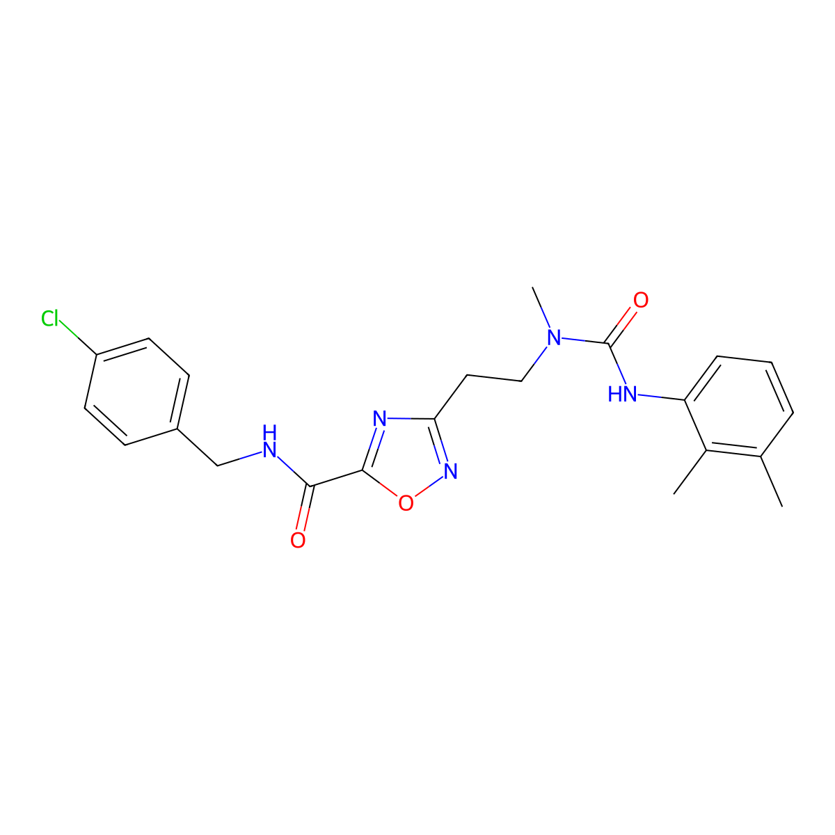 N-[(4-Chlorophenyl)methyl]-3-(2-{[(2,3-dimethylphenyl)carbamoyl](methyl)amino}ethyl)-1,2,4-oxadiazole-5-carboxamide molecular structure, CAS 1111977-38-8