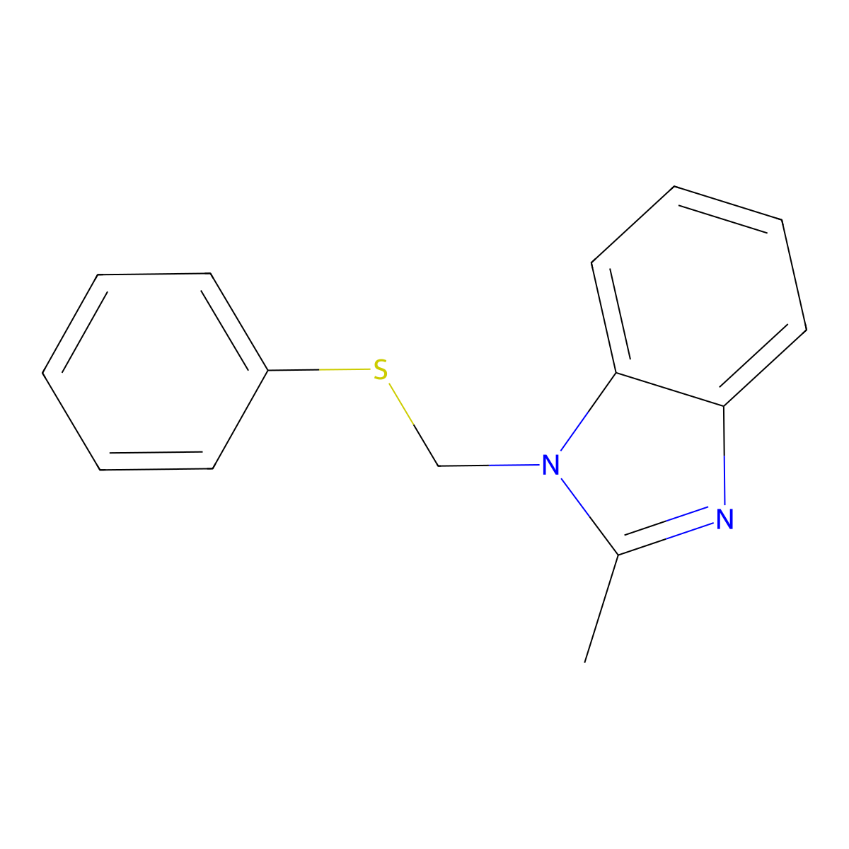 2-Methyl-1-[(phenylsulfanyl)methyl]-1H-1,3-benzodiazole molecular structure, CAS 111198-30-2