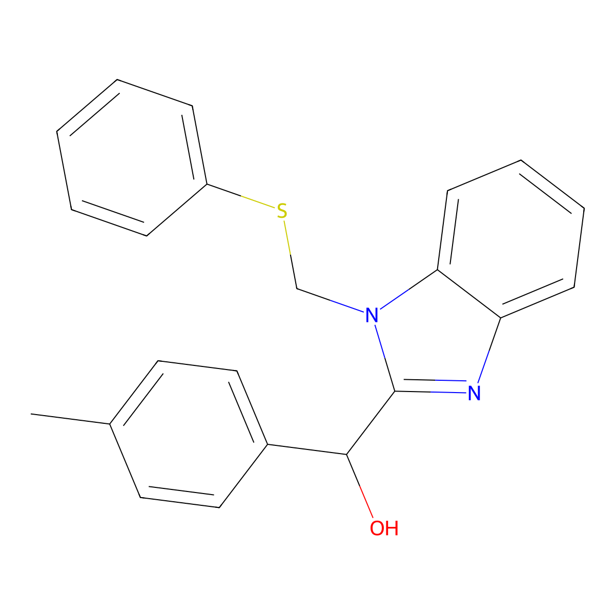 (4-Methylphenyl)({1-[(phenylsulfanyl)methyl]-1H-1,3-benzodiazol-2-yl})methanol molecular structure, CAS 111198-33-5