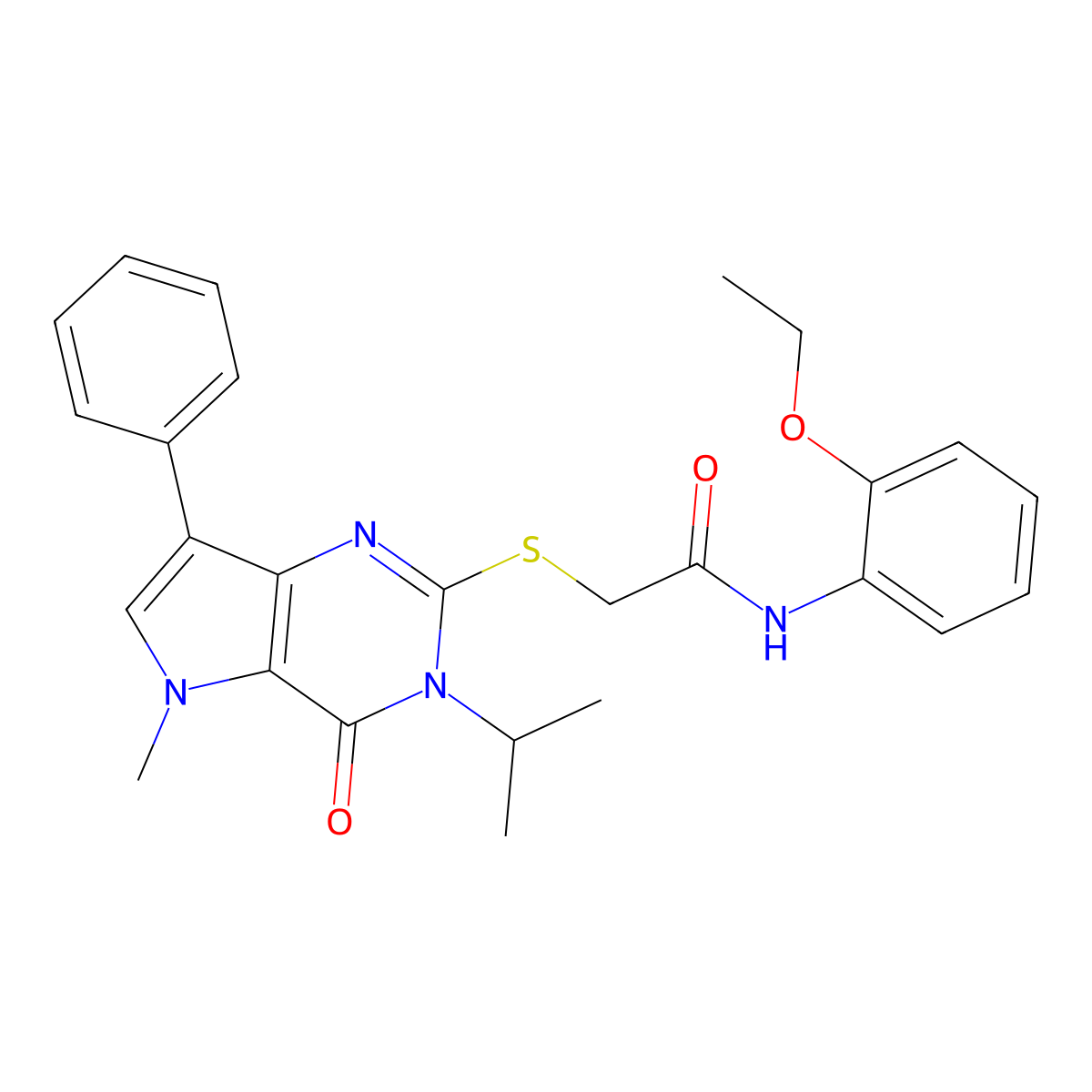 N-(2-ethoxyphenyl)-2-((3-isopropyl-5-methyl-4-oxo-7-phenyl-4,5-dihydro-3H-pyrrolo[3,2-d]pyrimidin-2-yl)thio)acetamide molecular structure, CAS 1111981-78-2