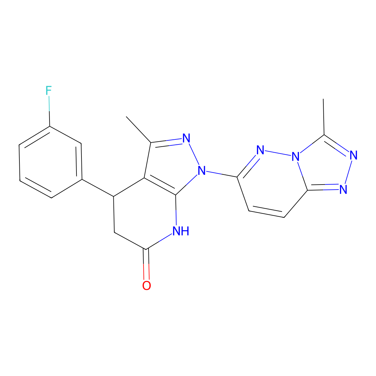 4-(3-fluorophenyl)-3-methyl-1-(3-methyl-[1,2,4]triazolo[4,3-b]pyridazin-6-yl)-4,5-dihydro-1H-pyrazolo[3,4-b]pyridin-6(7H)-one molecular structure, CAS 1111982-10-5