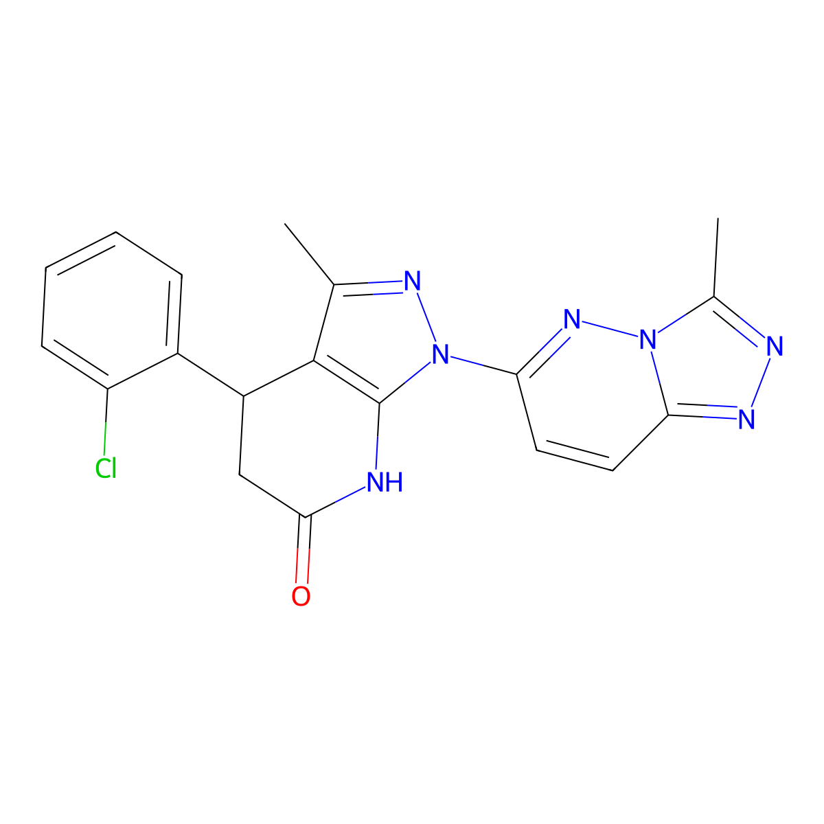 4-(2-chlorophenyl)-3-methyl-1-(3-methyl[1,2,4]triazolo[4,3-b]pyridazin-6-yl)-4,5-dihydro-1H-pyrazolo[3,4-b]pyridin-6-ol molecular structure, CAS 1111982-17-2