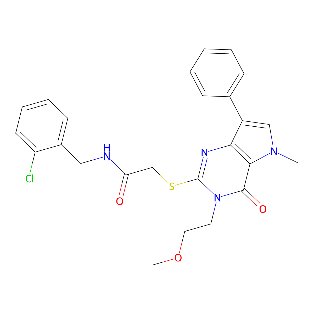 N-[(2-chlorophenyl)methyl]-2-{[3-(2-methoxyethyl)-5-methyl-4-oxo-7-phenyl-3H,4H,5H-pyrrolo[3,2-d]pyrimidin-2-yl]sulfanyl}acetamide molecular structure, CAS 1111982-68-3