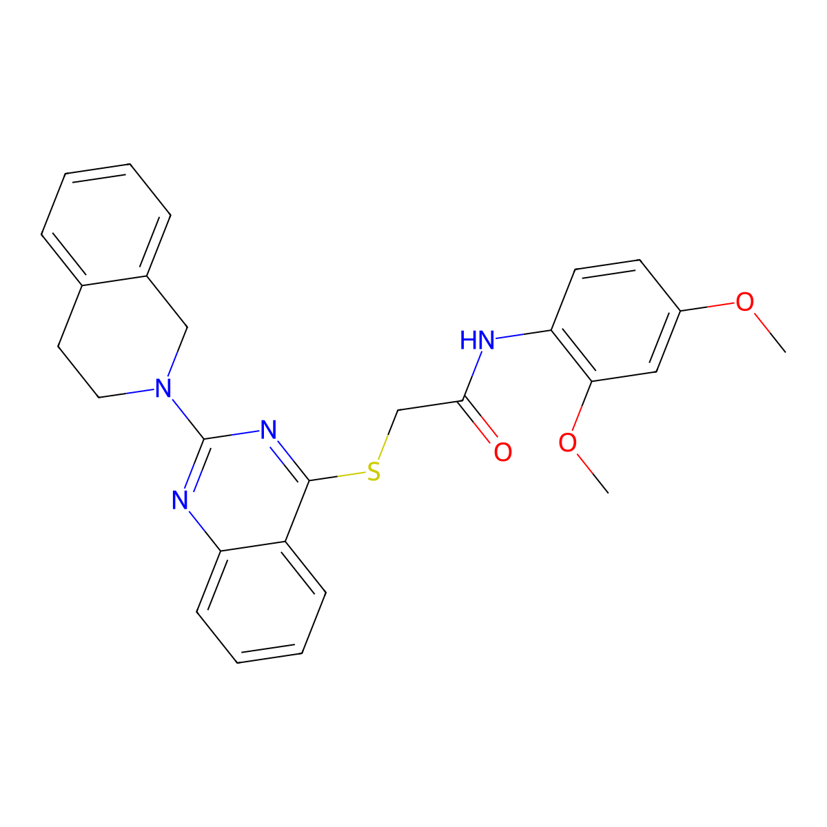 2-((2-(3,4-dihydroisoquinolin-2(1H)-yl)quinazolin-4-yl)thio)-N-(2,4-dimethoxyphenyl)acetamide molecular structure, CAS 1111983-86-8