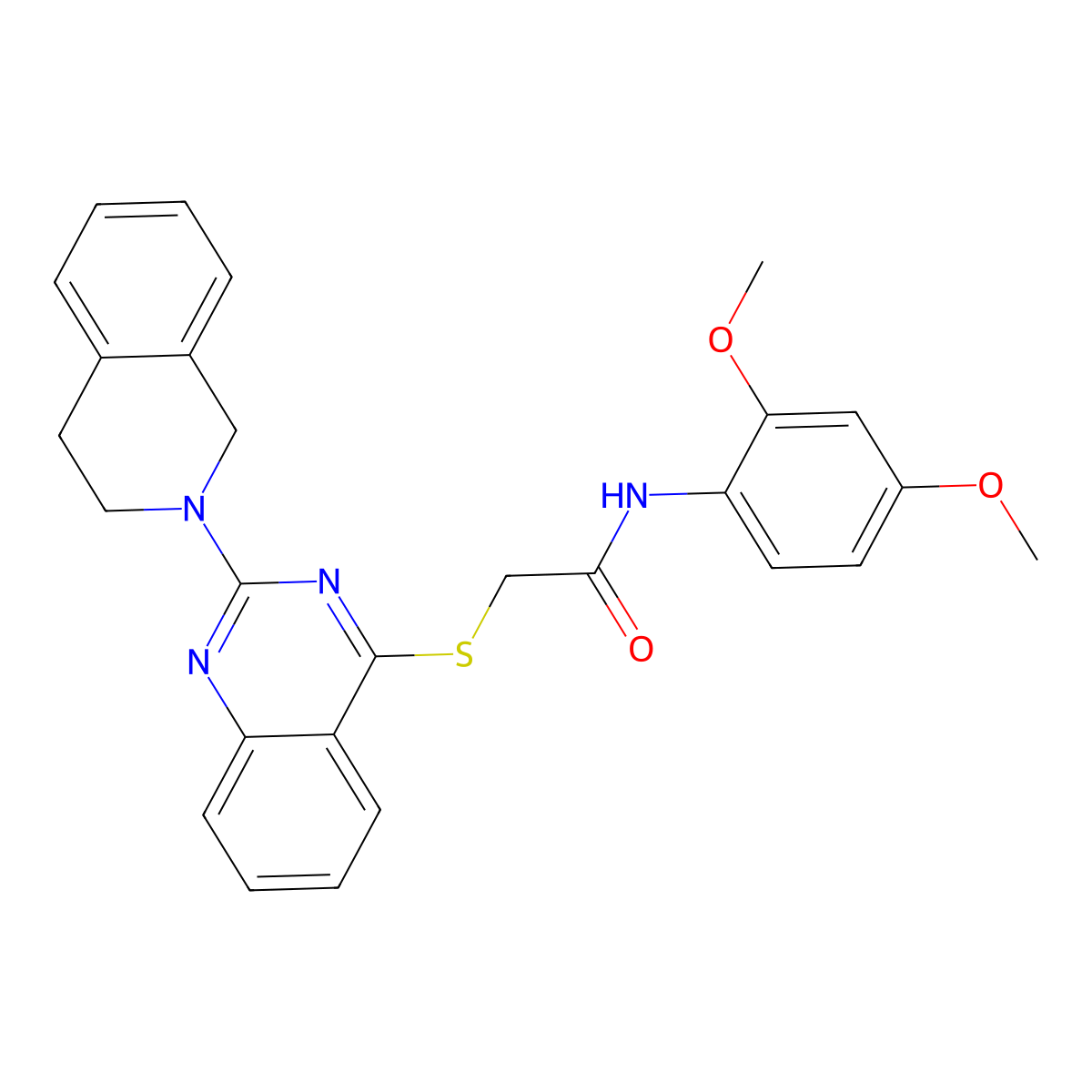 2-((2-(3,4-dihydroisoquinolin-2(1H)-yl)quinazolin-4-yl)thio)-N-(2,4-dimethoxyphenyl)acetamide molecular structure, CAS 1111983-86-8