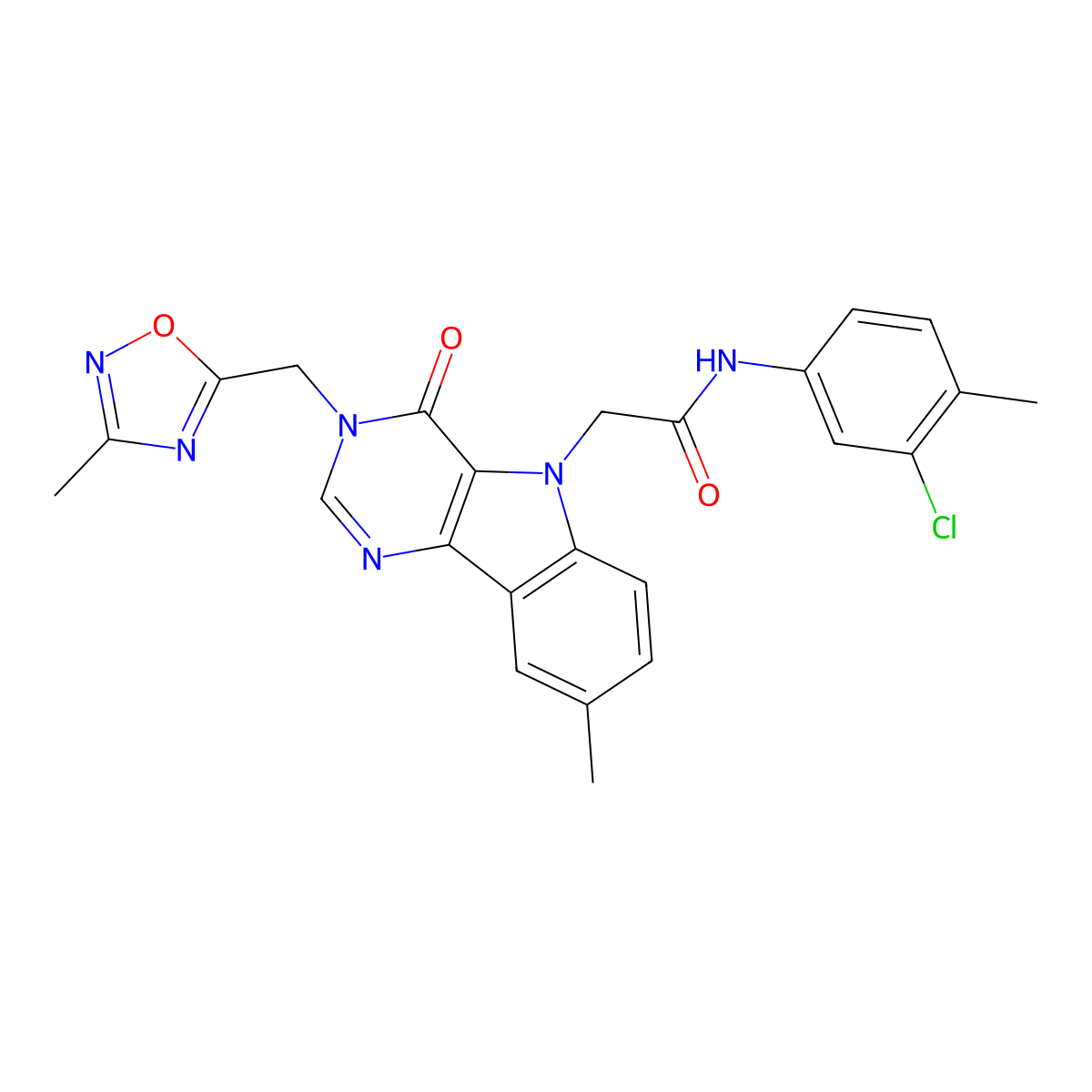 N-(3-chloro-4-methylphenyl)-2-{8-methyl-3-[(3-methyl-1,2,4-oxadiazol-5-yl)methyl]-4-oxo-3H,4H,5H-pyrimido[5,4-b]indol-5-yl}acetamide molecular structure, CAS 1111988-81-8