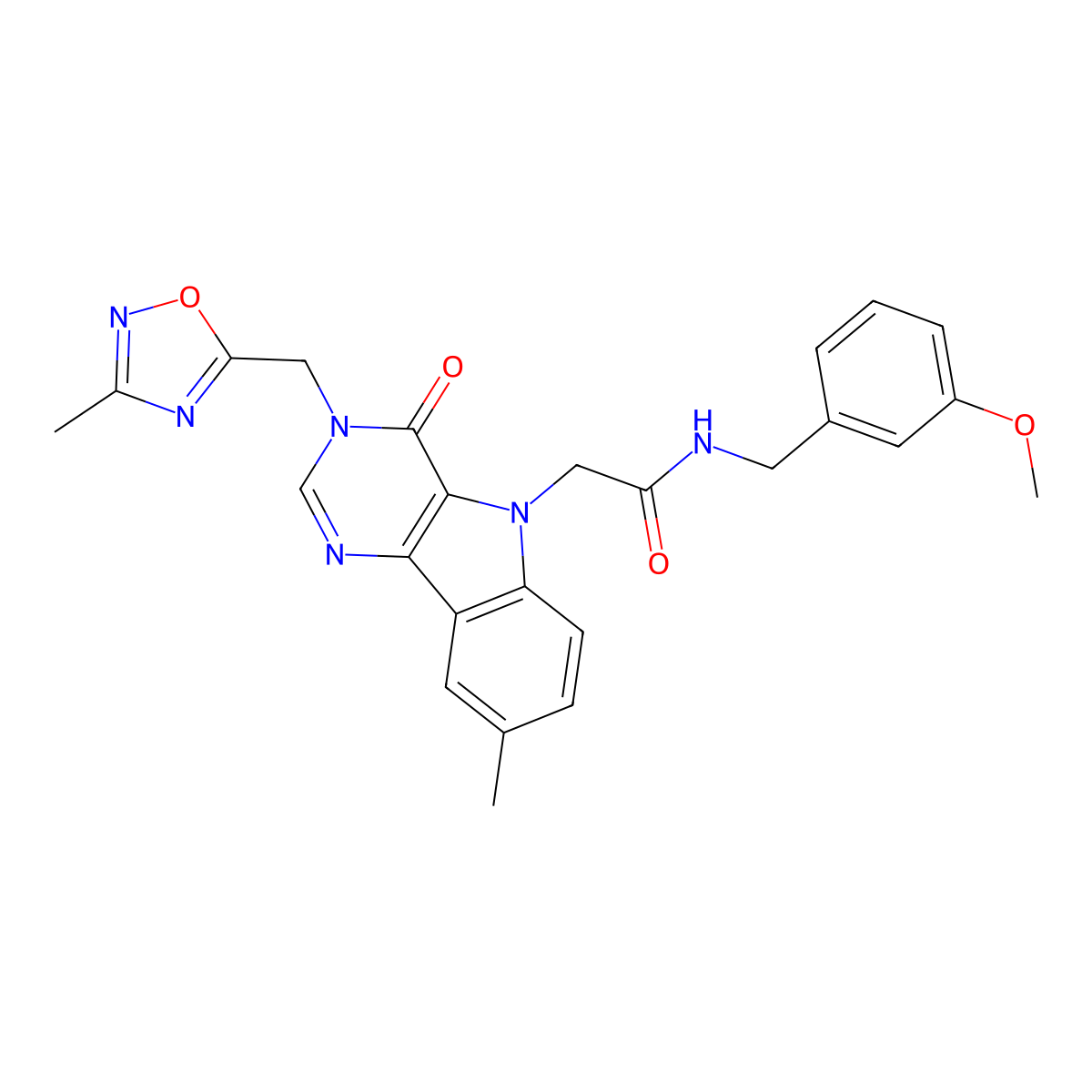 N-[(3-methoxyphenyl)methyl]-2-{8-methyl-3-[(3-methyl-1,2,4-oxadiazol-5-yl)methyl]-4-oxo-3H,4H,5H-pyrimido[5,4-b]indol-5-yl}acetamide molecular structure, CAS 1111988-89-6