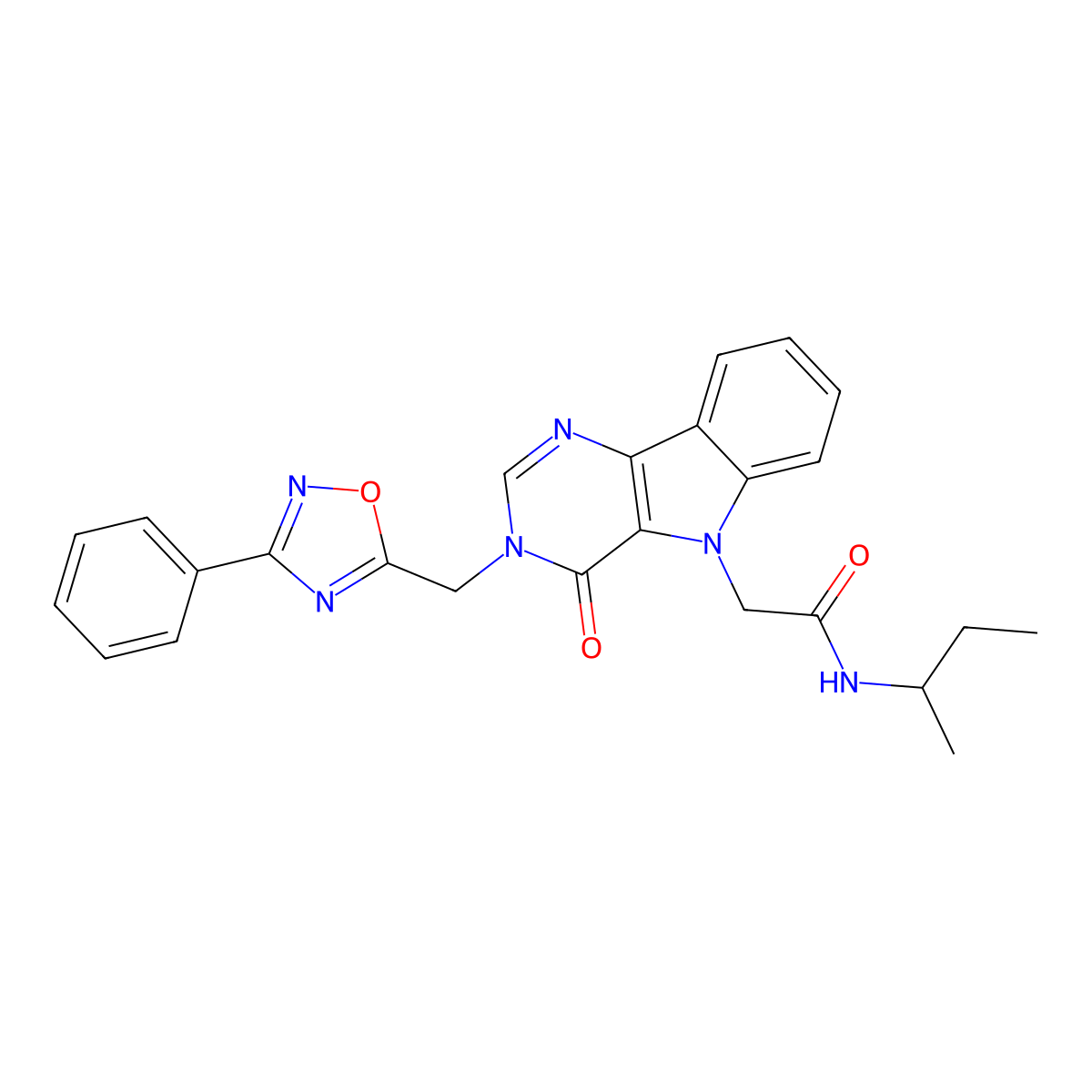 N-(butan-2-yl)-2-{4-oxo-3-[(3-phenyl-1,2,4-oxadiazol-5-yl)methyl]-3H,4H,5H-pyrimido[5,4-b]indol-5-yl}acetamide molecular structure, CAS 1111988-95-4