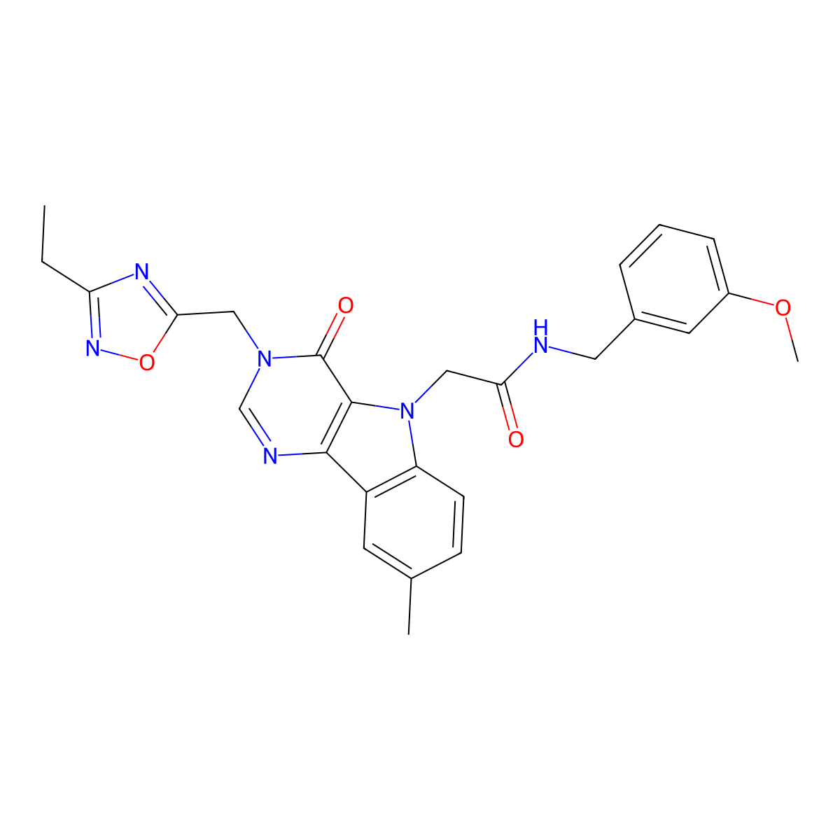 2-{3-[(3-ethyl-1,2,4-oxadiazol-5-yl)methyl]-8-methyl-4-oxo-3H,4H,5H-pyrimido[5,4-b]indol-5-yl}-N-[(3-methoxyphenyl)methyl]acetamide molecular structure, CAS 1111989-84-4