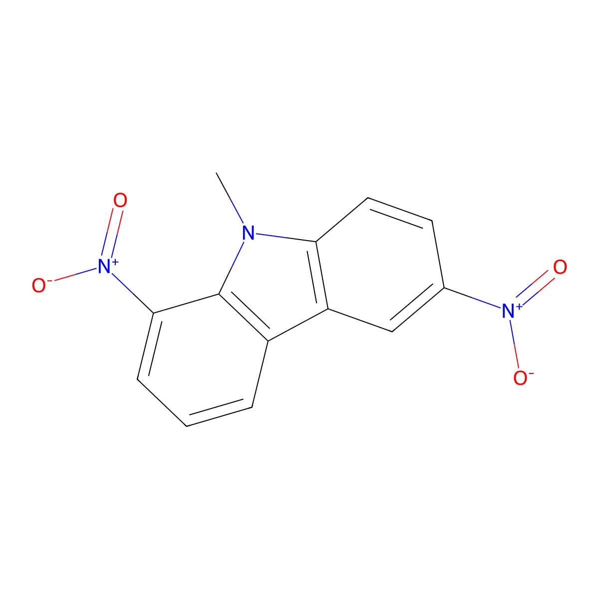 1,6-bisnitro-9-methyl-9H-carbazole molecular structure, CAS 111199-62-3
