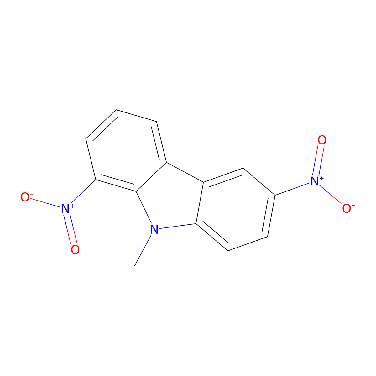1,6-bisnitro-9-methyl-9H-carbazole molecular structure, CAS 111199-62-3