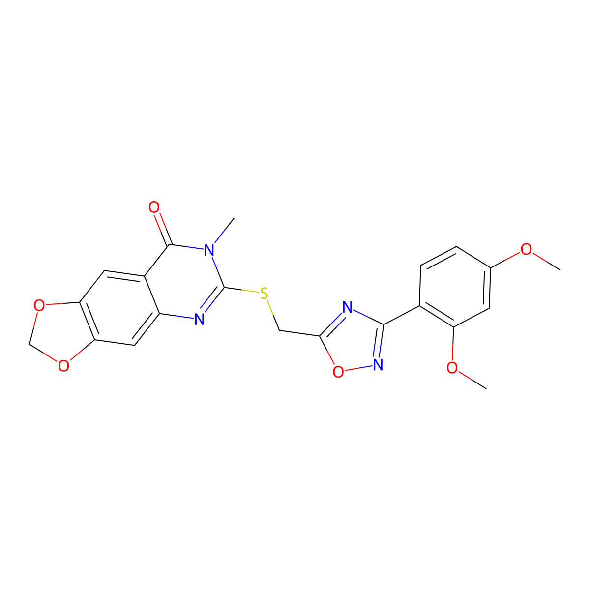 6-({[3-(2,4-dimethoxyphenyl)-1,2,4-oxadiazol-5-yl]methyl}sulfanyl)-7-methyl-2H,7H,8H-[1,3]dioxolo[4,5-g]quinazolin-8-one molecular structure, CAS 1111993-07-7