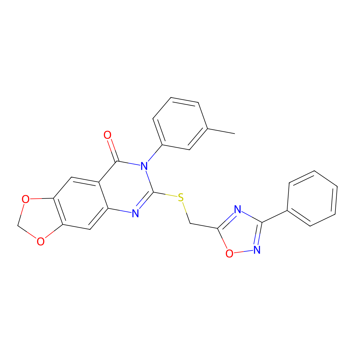6-(((3-phenyl-1,2,4-oxadiazol-5-yl)methyl)thio)-7-(m-tolyl)-[1,3]dioxolo[4,5-g]quinazolin-8(7H)-one molecular structure, CAS 1111995-02-8