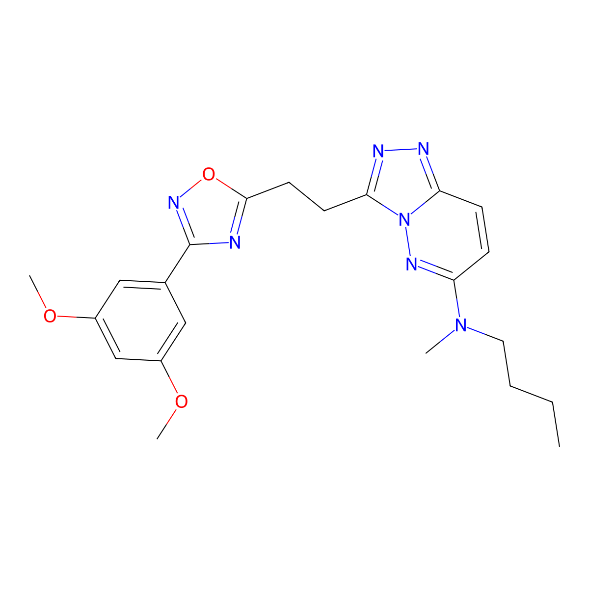 N-butyl-3-{2-[3-(3,5-dimethoxyphenyl)-1,2,4-oxadiazol-5-yl]ethyl}-N-methyl-[1,2,4]triazolo[4,3-b]pyridazin-6-amine molecular structure, CAS 1111995-55-1