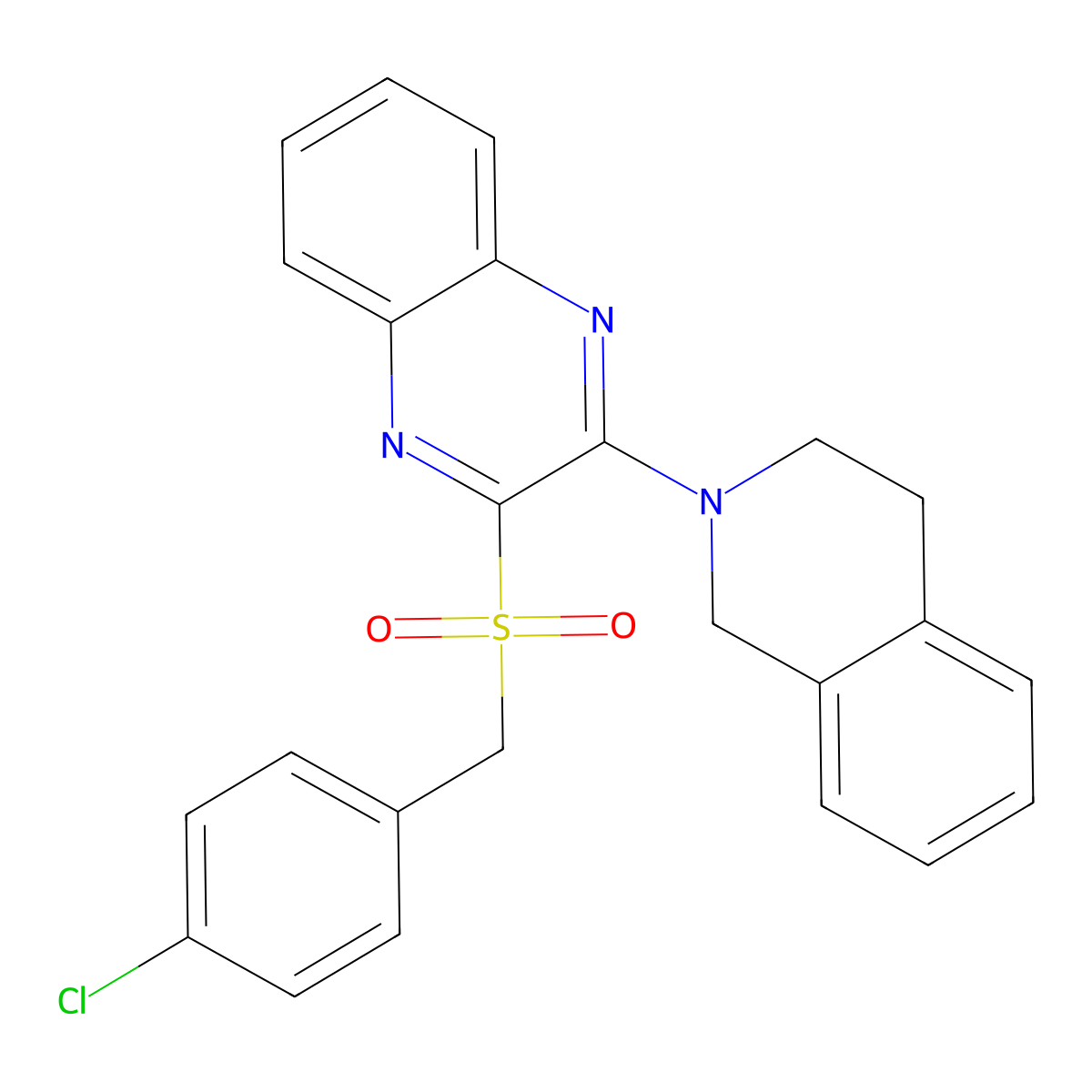 2-[(4-Chlorophenyl)methanesulfonyl]-3-(1,2,3,4-tetrahydroisoquinolin-2-yl)quinoxaline molecular structure, CAS 1111997-02-4