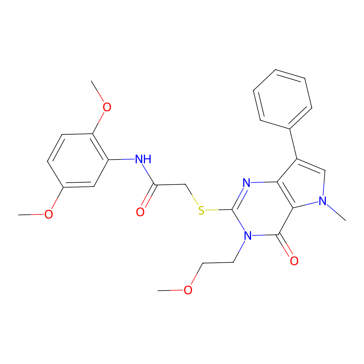 N-(2,5-dimethoxyphenyl)-2-((3-(2-methoxyethyl)-5-methyl-4-oxo-7-phenyl-4,5-dihydro-3H-pyrrolo[3,2-d]pyrimidin-2-yl)thio)acetamide molecular structure, CAS 1111998-38-9