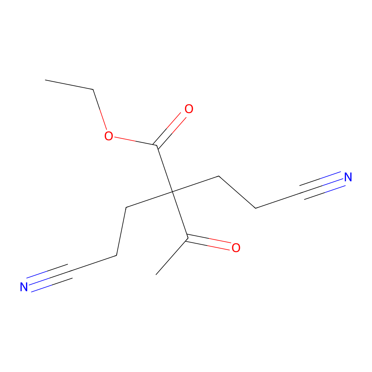 Ethyl 2,2-di(2-cyanoethyl)-3-oxobutanoate molecular structure, CAS 1112-25-0