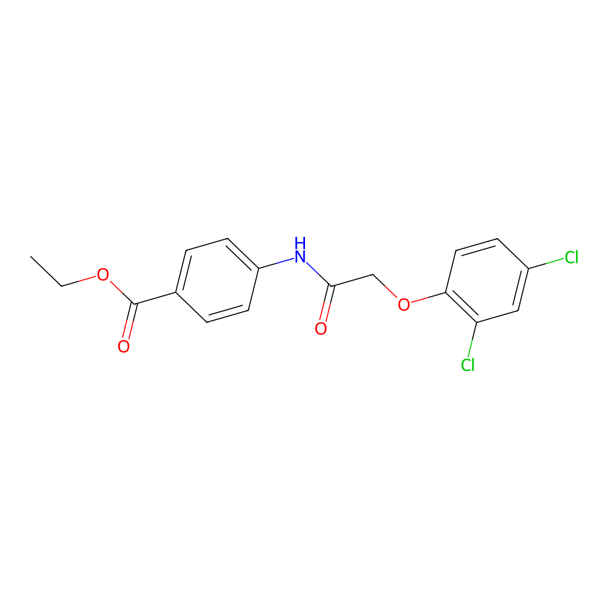 Ethyl 4-{[(2,4-dichlorophenoxy)acetyl]amino}benzoate molecular structure, CAS 111200-10-3