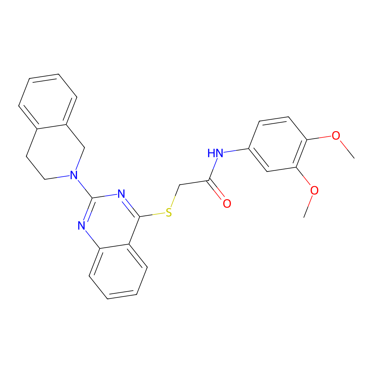2-((2-(3,4-dihydroisoquinolin-2(1H)-yl)quinazolin-4-yl)thio)-N-(3,4-dimethoxyphenyl)acetamide molecular structure, CAS 1112000-35-7
