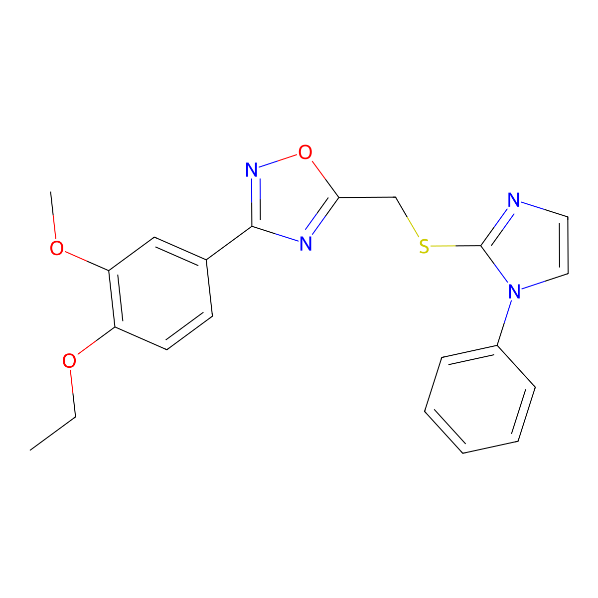 3-(4-ethoxy-3-methoxyphenyl)-5-{[(1-phenyl-1H-imidazol-2-yl)sulfanyl]methyl}-1,2,4-oxadiazole molecular structure, CAS 1112002-81-9