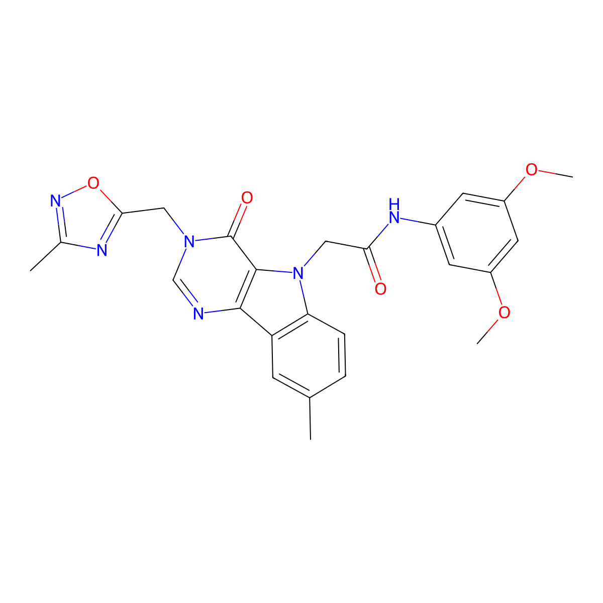 N-(3,5-dimethoxyphenyl)-2-{8-methyl-3-[(3-methyl-1,2,4-oxadiazol-5-yl)methyl]-4-oxo-3H,4H,5H-pyrimido[5,4-b]indol-5-yl}acetamide molecular structure, CAS 1112009-83-2