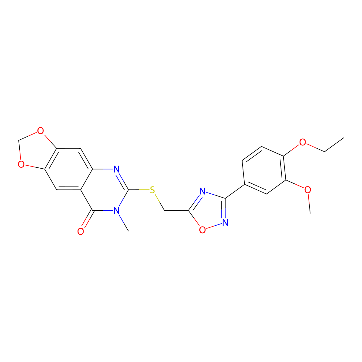 6-({[3-(4-ethoxy-3-methoxyphenyl)-1,2,4-oxadiazol-5-yl]methyl}sulfanyl)-7-methyl-2H,7H,8H-[1,3]dioxolo[4,5-g]quinazolin-8-one molecular structure, CAS 1112013-19-0