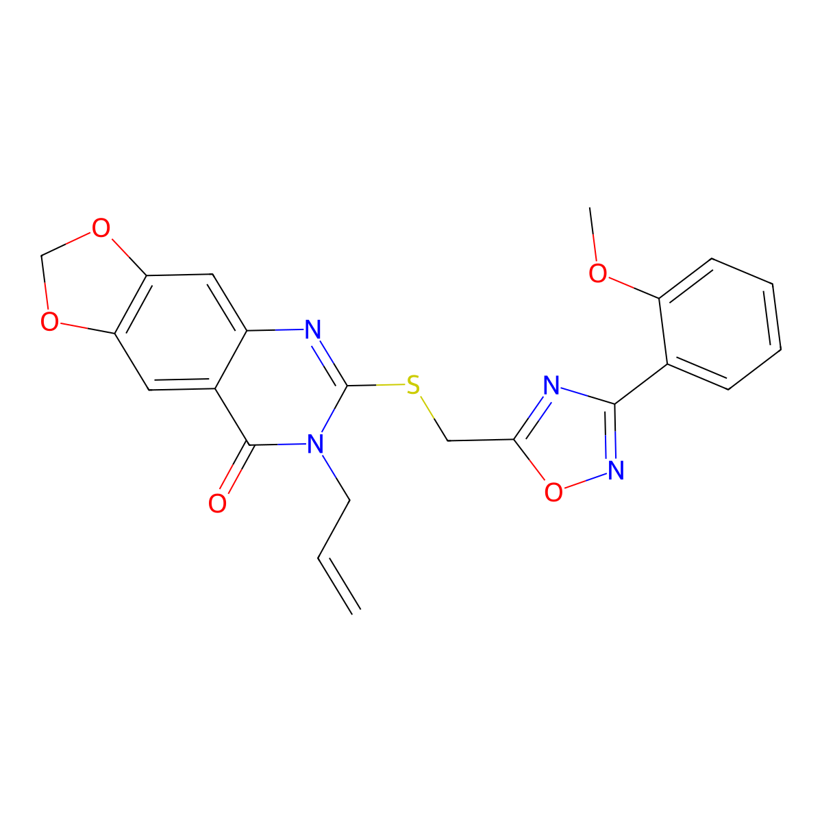 7-allyl-6-(((3-(2-methoxyphenyl)-1,2,4-oxadiazol-5-yl)methyl)thio)-[1,3]dioxolo[4,5-g]quinazolin-8(7H)-one molecular structure, CAS 1112013-34-9