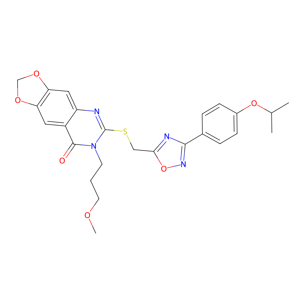 7-(3-methoxypropyl)-6-[({3-[4-(propan-2-yloxy)phenyl]-1,2,4-oxadiazol-5-yl}methyl)sulfanyl]-2H,7H,8H-[1,3]dioxolo[4,5-g]quinazolin-8-one molecular structure, CAS 1112014-98-8