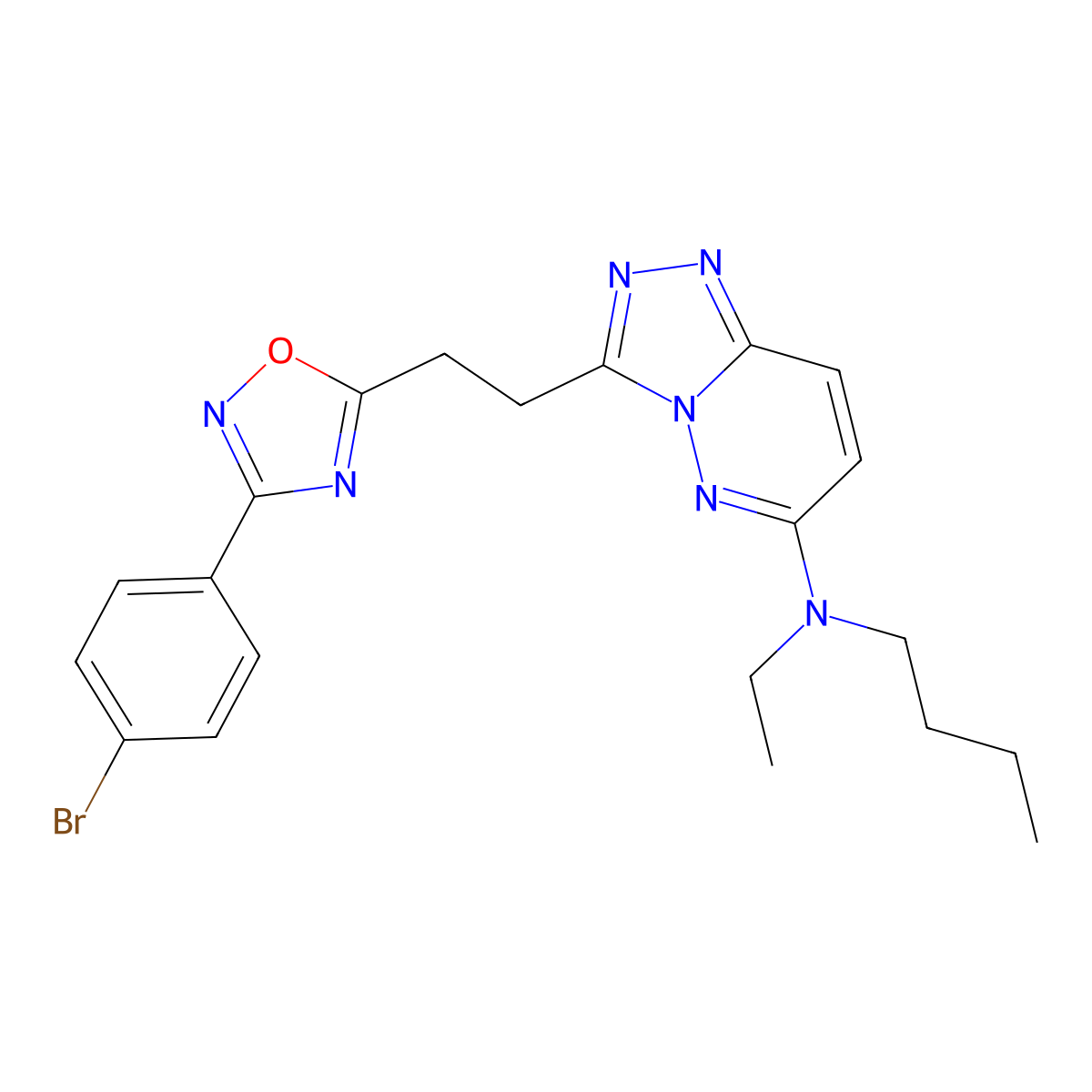 3-{2-[3-(4-bromophenyl)-1,2,4-oxadiazol-5-yl]ethyl}-N-butyl-N-ethyl-[1,2,4]triazolo[4,3-b]pyridazin-6-amine molecular structure, CAS 1112015-77-6